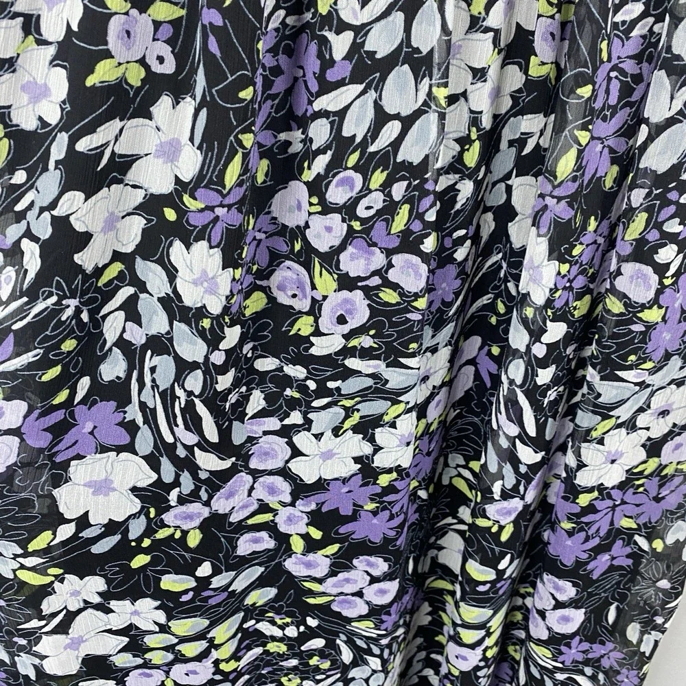 ROULETTE Smocked Black Purple Floral Dress Sz M Y2K Fairy Grunge Whimsigoth Maxi